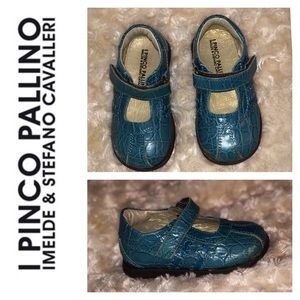 I Pinco Pallino Shoes - Blue Crocodile Mary Janes I Pinco Pallino Shoes - Blue Crocodile Mary Janes